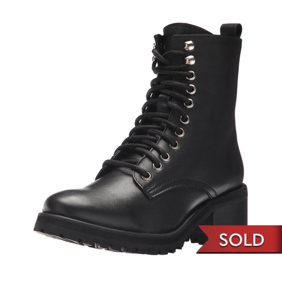 Steve Madden Shoes - Steve Madden Geneva Combat Boot, Black Leather, size 7